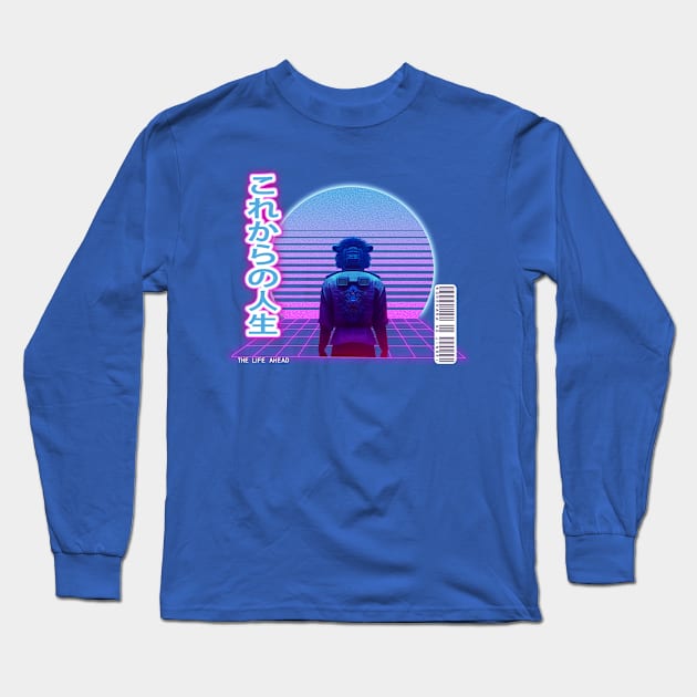 Synthwave The Life Ahead - Korekara no jinsei- White letters Transparent Borders Long Sleeve T-Shirt by SimonSay